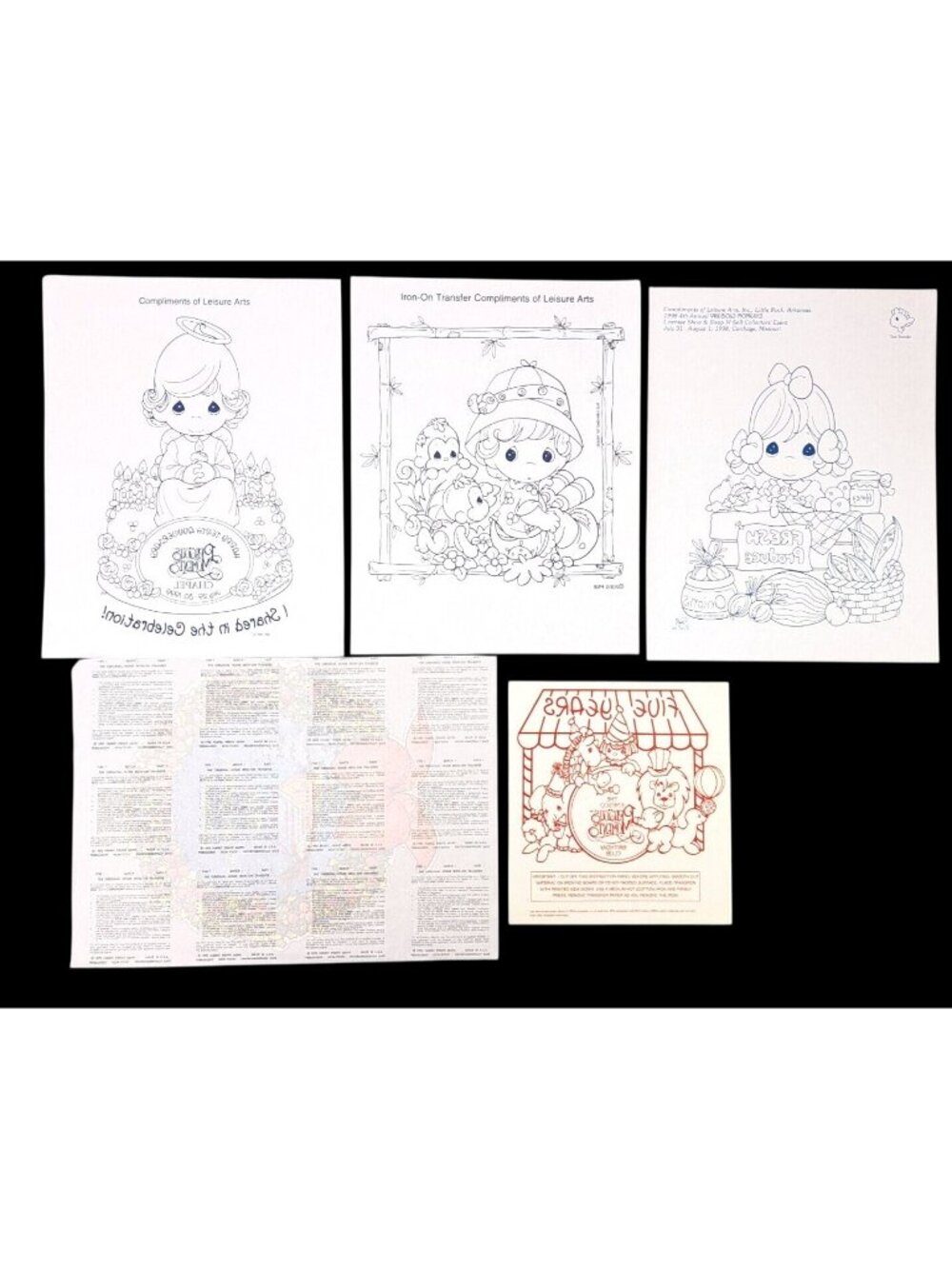 Vintage Precious Moments Iron-On Transfers Lot Of 5 Christmas Collector's Events